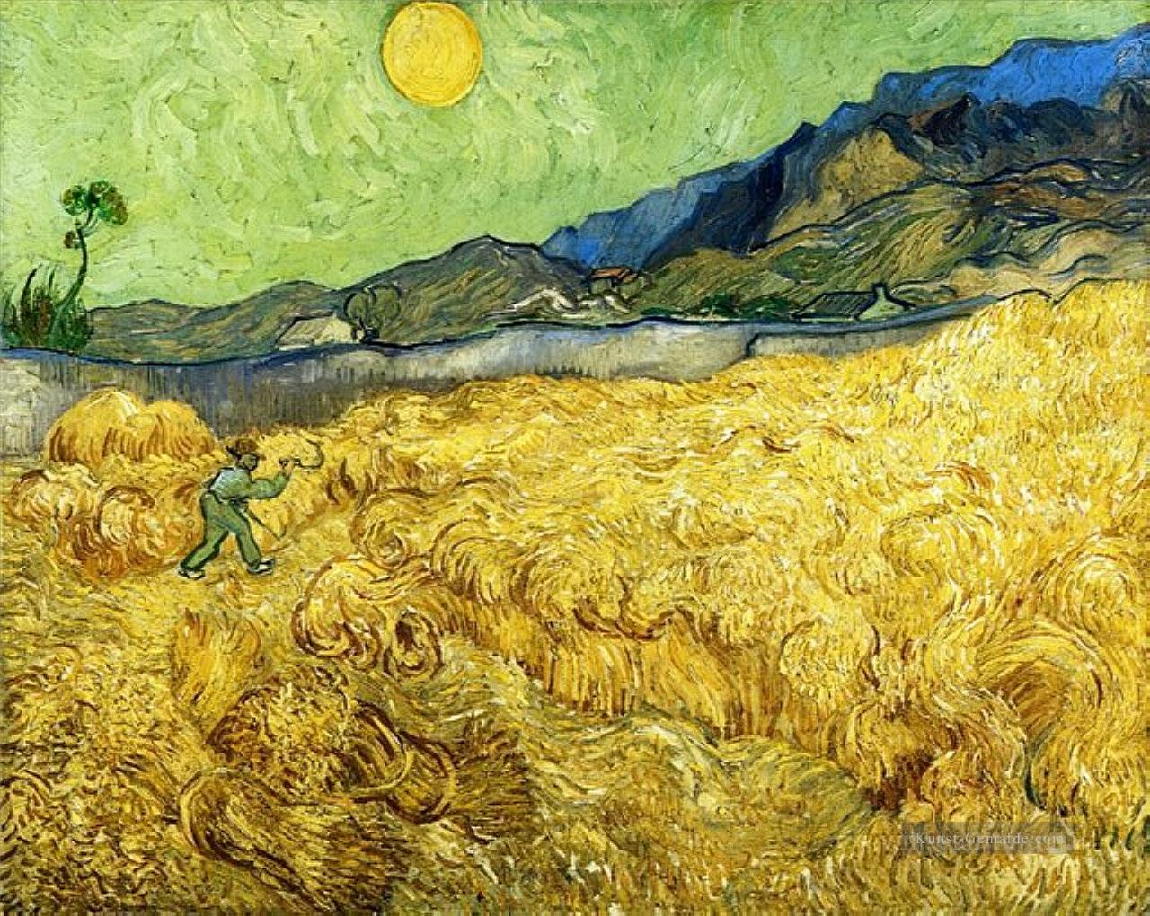 Weizen Feld mit Reaper und Sun Vincent van Gogh Ölgemälde